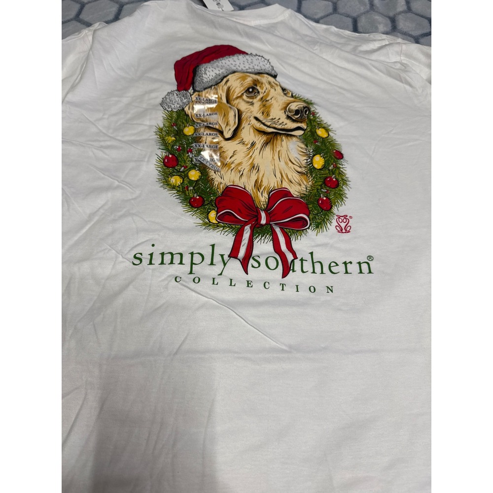 Simply Southern Long Sleeve Merry Dog Christmas TShirt White XXL NWTs Gift Ready - Picture 1 of 4